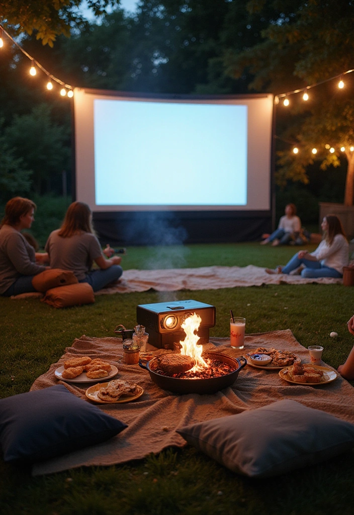 12 DIY Backyard Barbecue Setups That Will Have Your Neighbors Drooling - 8. The Cozy Movie Night Setup