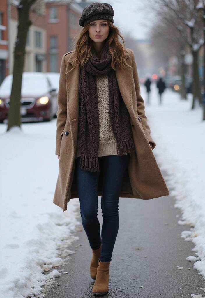 10 Winter Getaway Ensembles That Will Make You the Most Stylish Traveler! - 1. Cozy Chunky Knits and Tailored Coats