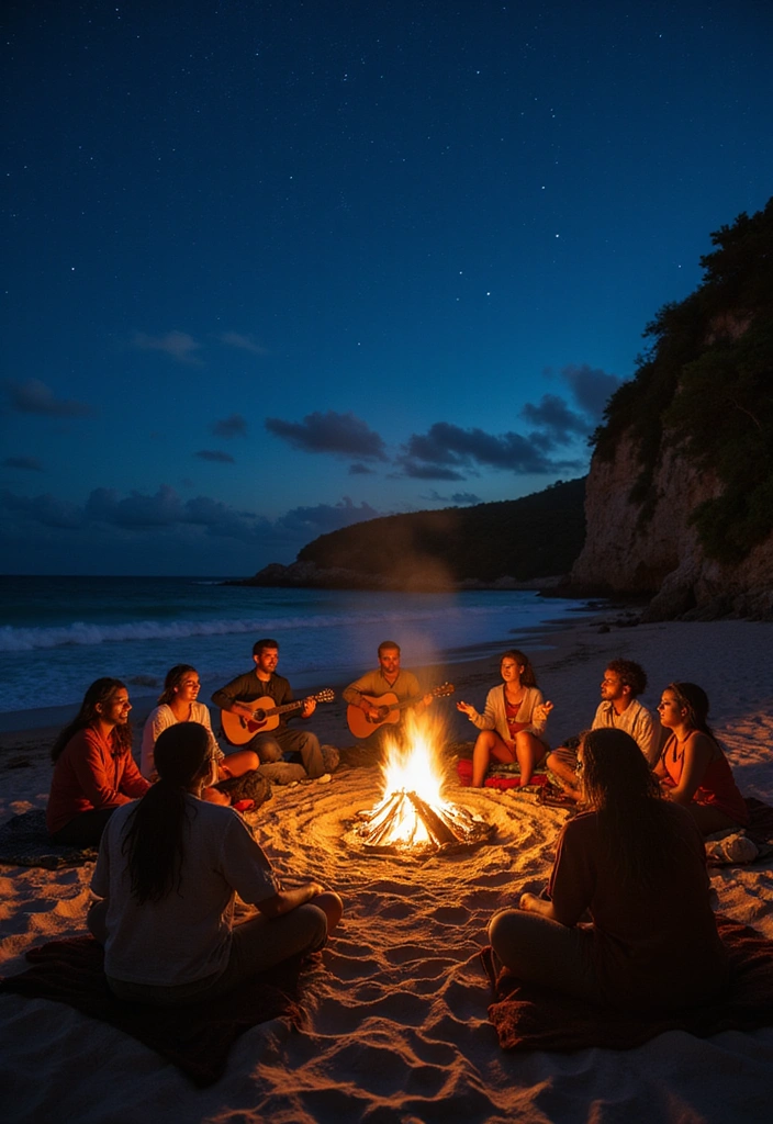 10 Vibrant Jamaican Music and Dance Experiences You Must Try (Prepare to Be Dazzled!) - 4. Beach Bonfire and Acoustic Reggae
