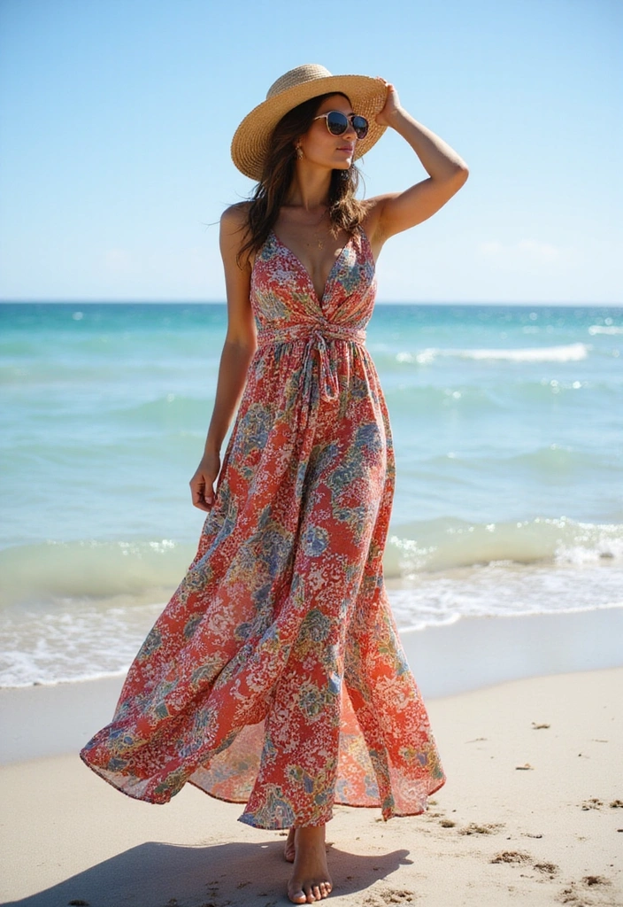 15 Stunning Boho Travel Outfits That'll Make You the Most Stylish Explorer! - 1. Flowing Maxi Dresses for Beach Escapes